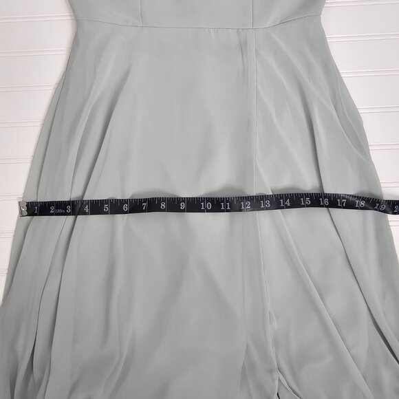 After Six Green Chiffon Open Tie Back Front Slit Maxi Dress Size 6R NWTF Read - Picture 16 of 16